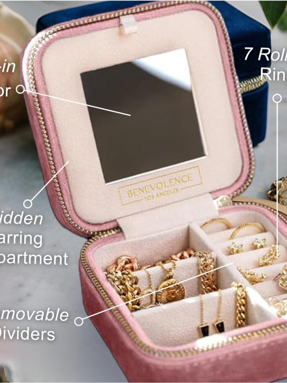 Plush Velvet Travel Jewellery Box Organizer | Travel Jewellery Organizer Box, Tr - Picture 5 of 8